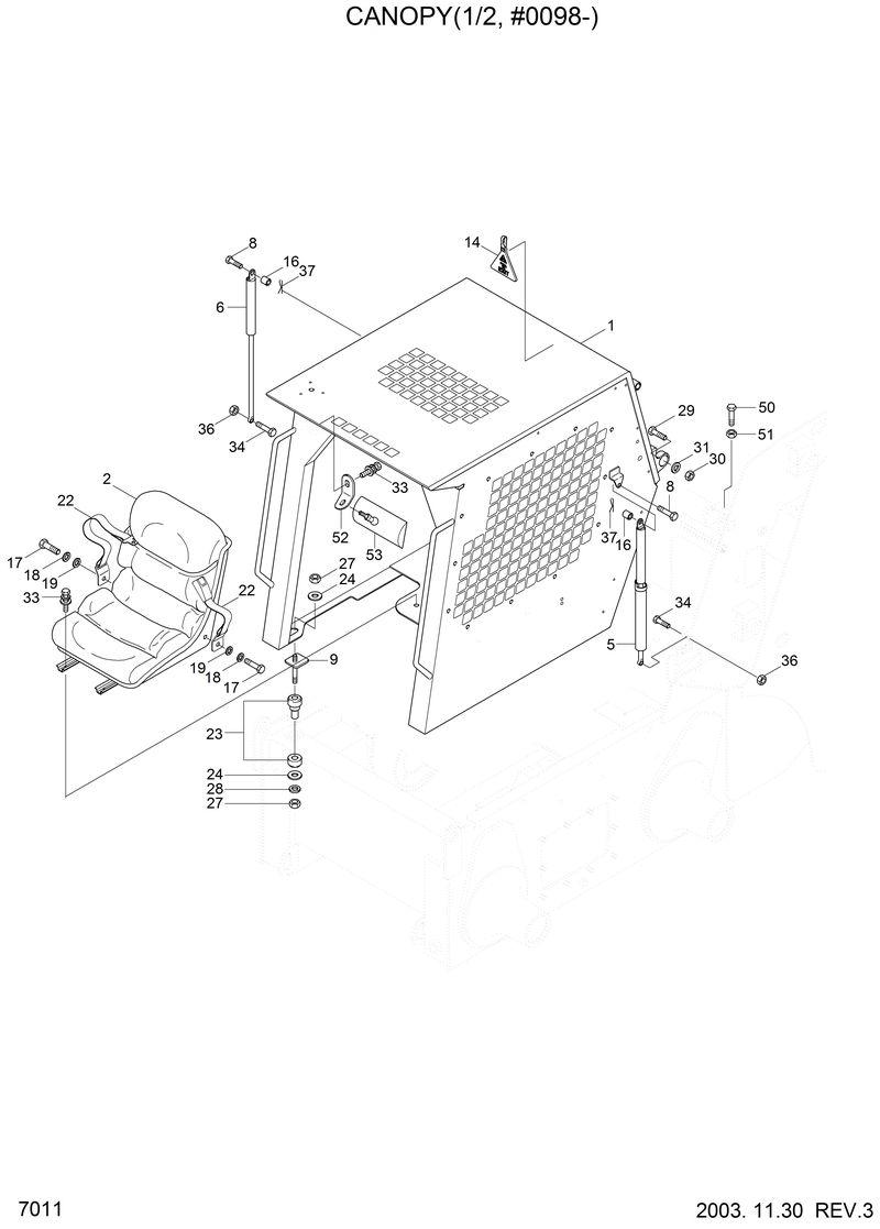Схема запчастей Hyundai HSL610 - CANOPY(1/2, #0098-) 