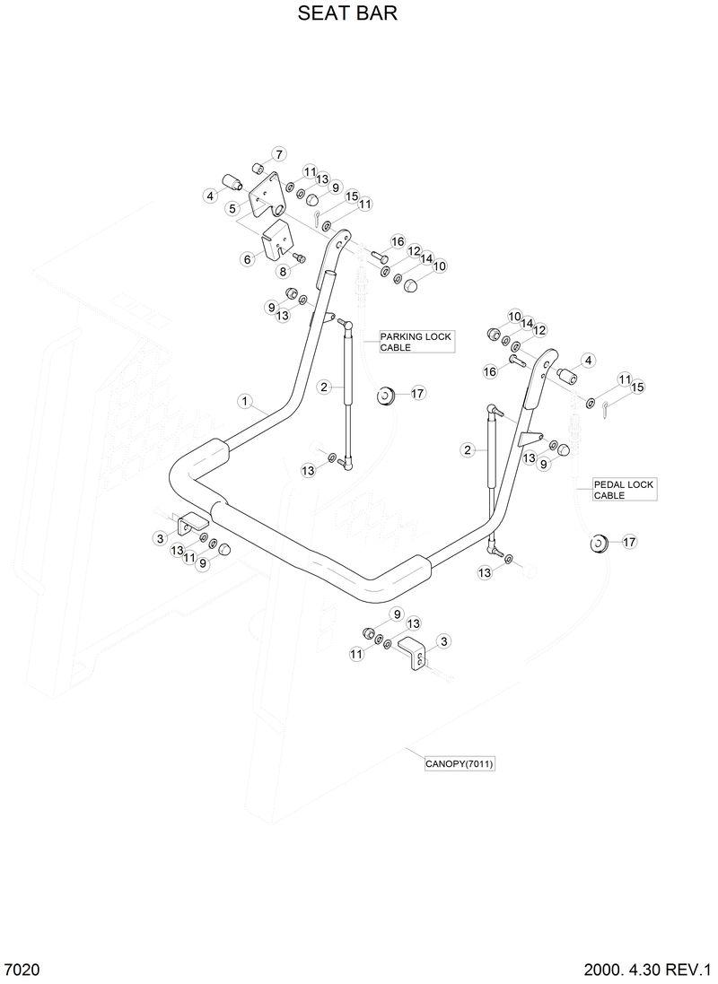 Схема запчастей Hyundai HSL610 - SEAT BAR 