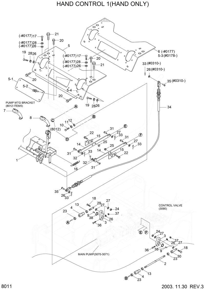 Схема запчастей Hyundai HSL610 - HAND CONTROL 1(HAND ONLY) 