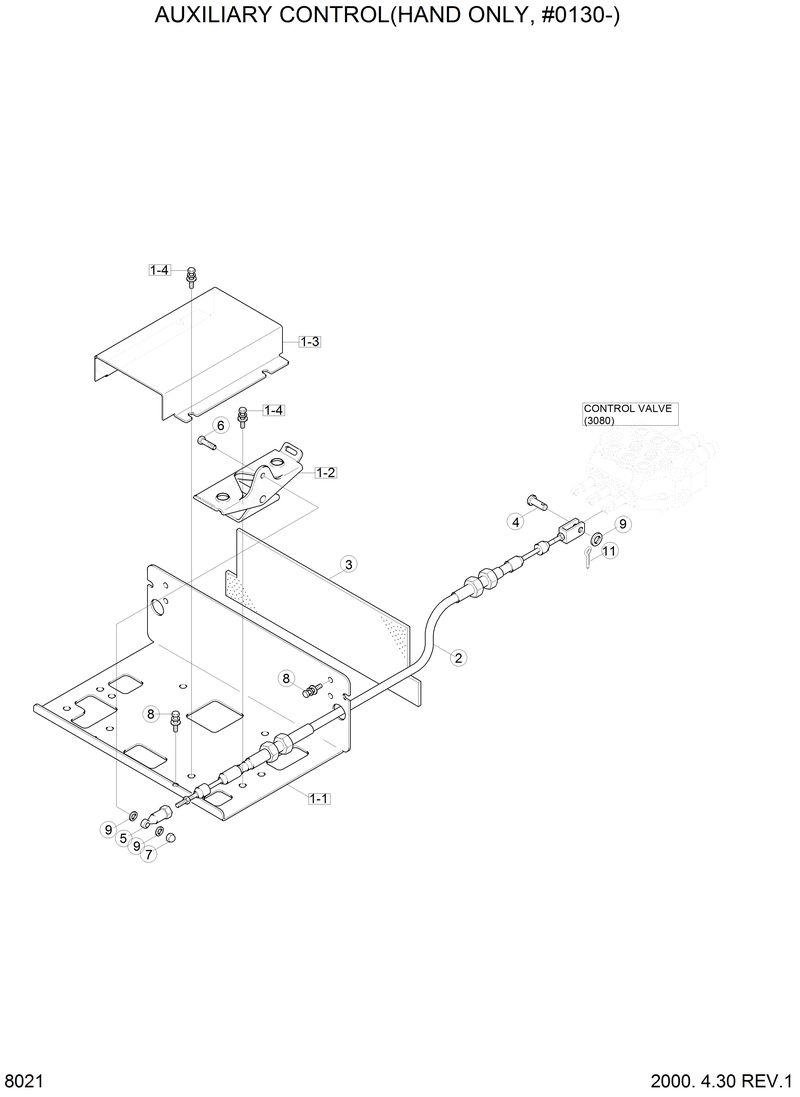 Схема запчастей Hyundai HSL610 - AUXILIARY CONTROL(HAND ONLY, #0130-) 
