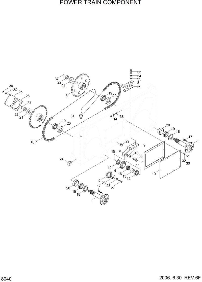 Схема запчастей Hyundai HSL610 - POWER TRAIN COMPONENT 