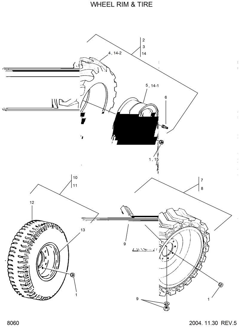 Схема запчастей Hyundai HSL610 - WHEEL RIM &amp; TIRE 