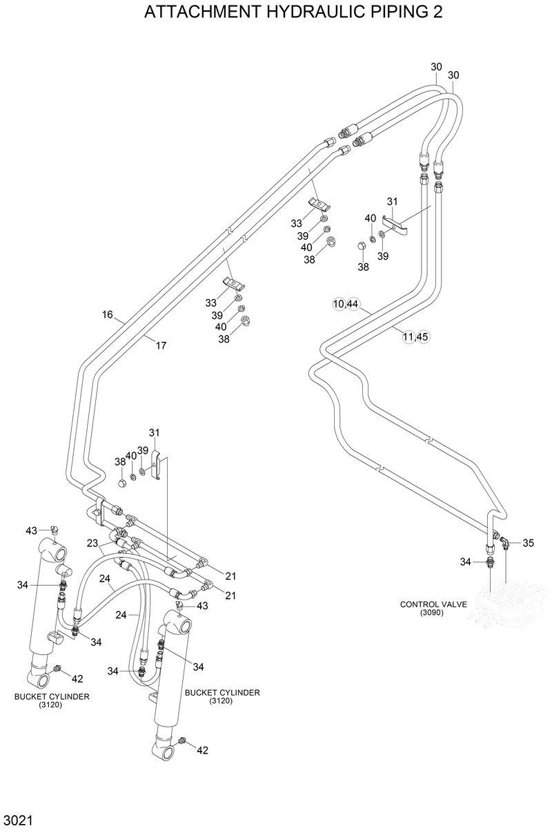 Схема запчастей Hyundai HSL810 - ATTACHMENT HYDRAULIC PIPING 2 