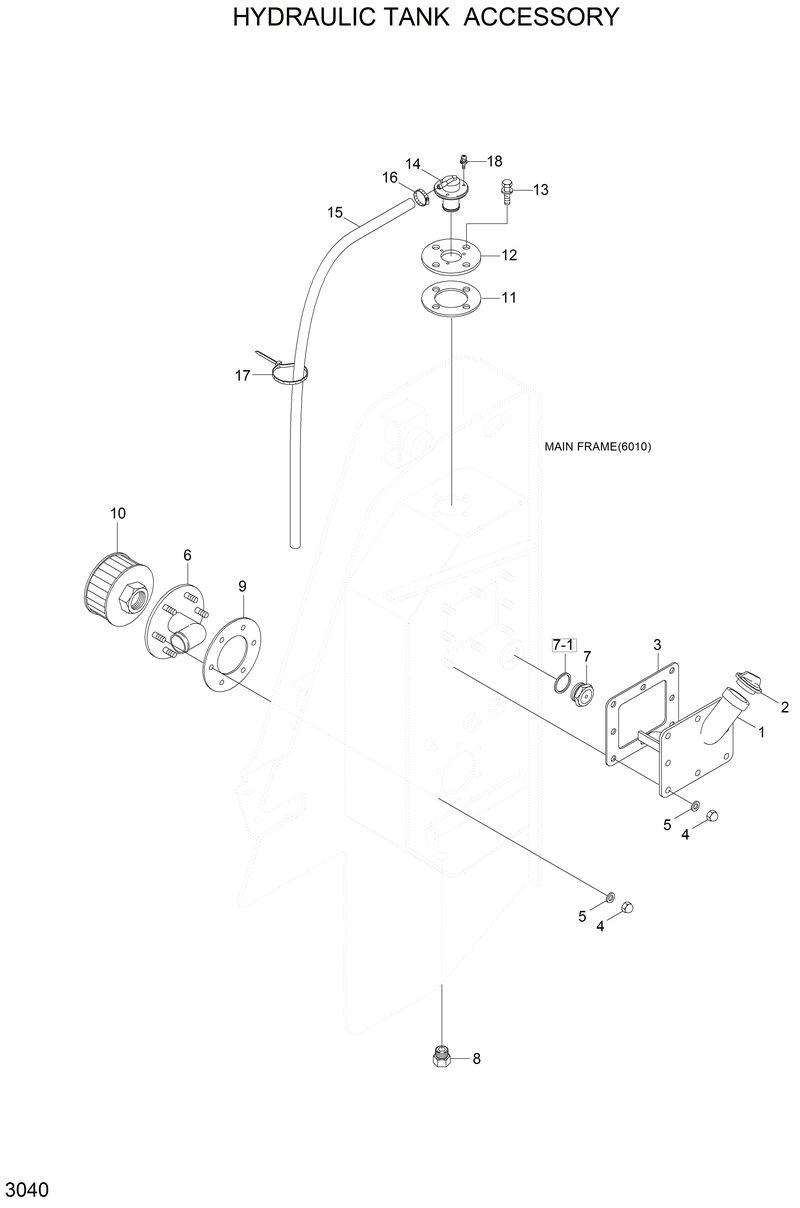 Схема запчастей Hyundai HSL810 - HYDRAULIC TANK ACCESSORY 