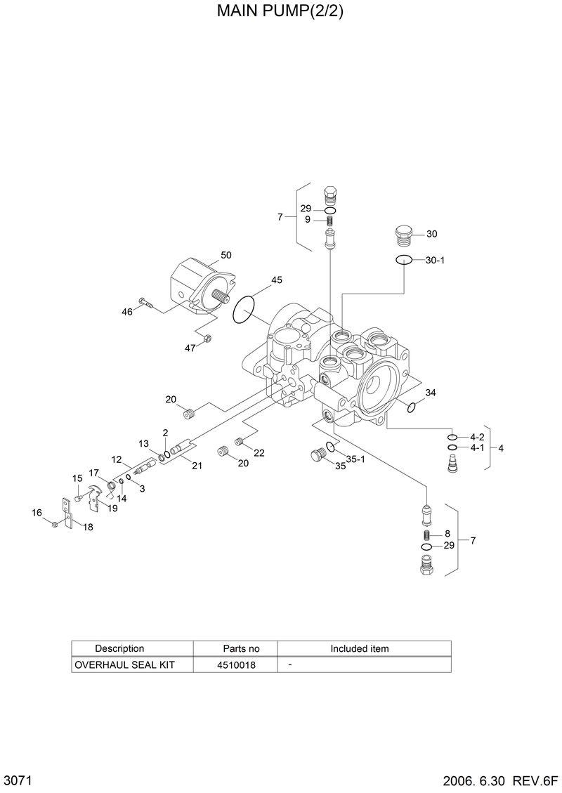 Схема запчастей Hyundai HSL810 - MAIN PUMP(2/2) 