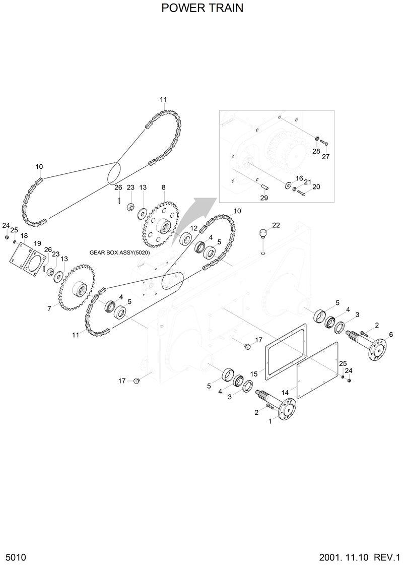 Схема запчастей Hyundai HSL810 - POWER TRAIN 