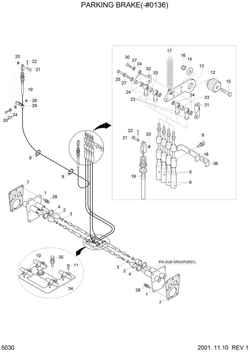 Схема запчастей Hyundai HSL810 - PARKING BRAKE(-#0136) 