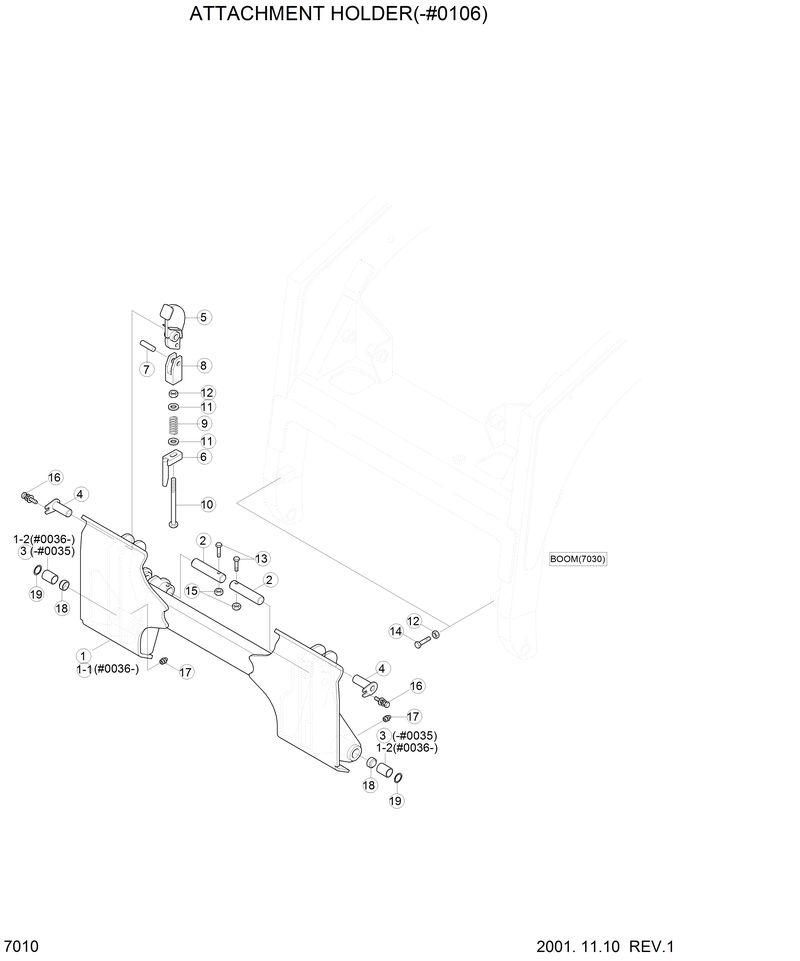 Схема запчастей Hyundai HSL810 - ATTACHMENT HOLDER(-#0106) 