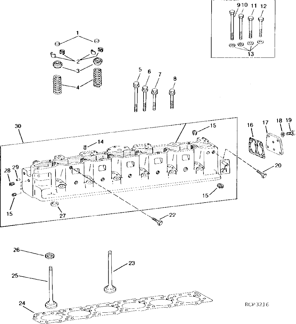 Схема запчастей John Deere 90 - 4B - CYLINDER HEAD AND VALVES 10 - ENGINE