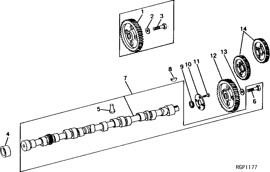 Схема запчастей John Deere 90 - 7 - CAMSHAFT AND GEARS 10 - ENGINE