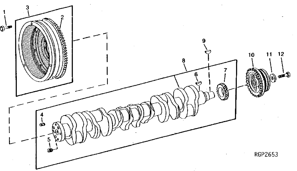 Схема запчастей John Deere 90 - 8 - CRANKSHAFT AND FLYWHEEL 10 - ENGINE