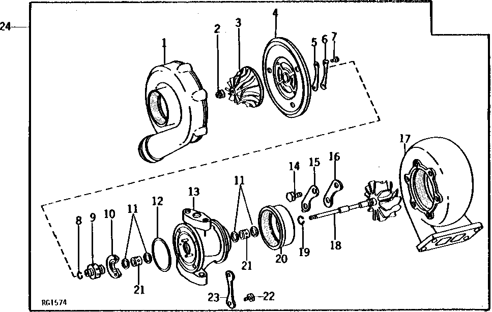 Схема запчастей John Deere 90 - 3 - TURBOCHARGER 15 - INTAKE AND EXHAUST SYSTEM