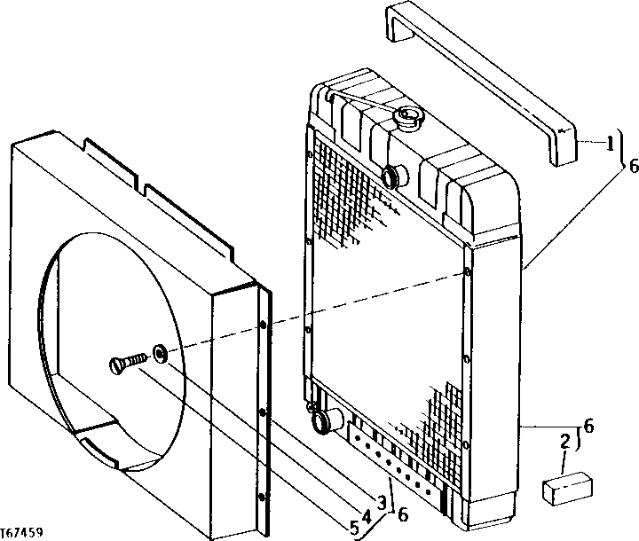 Схема запчастей John Deere 90 - 1A - RADIATOR AND FAN SHROUD 25 - COOLING SYSTEM