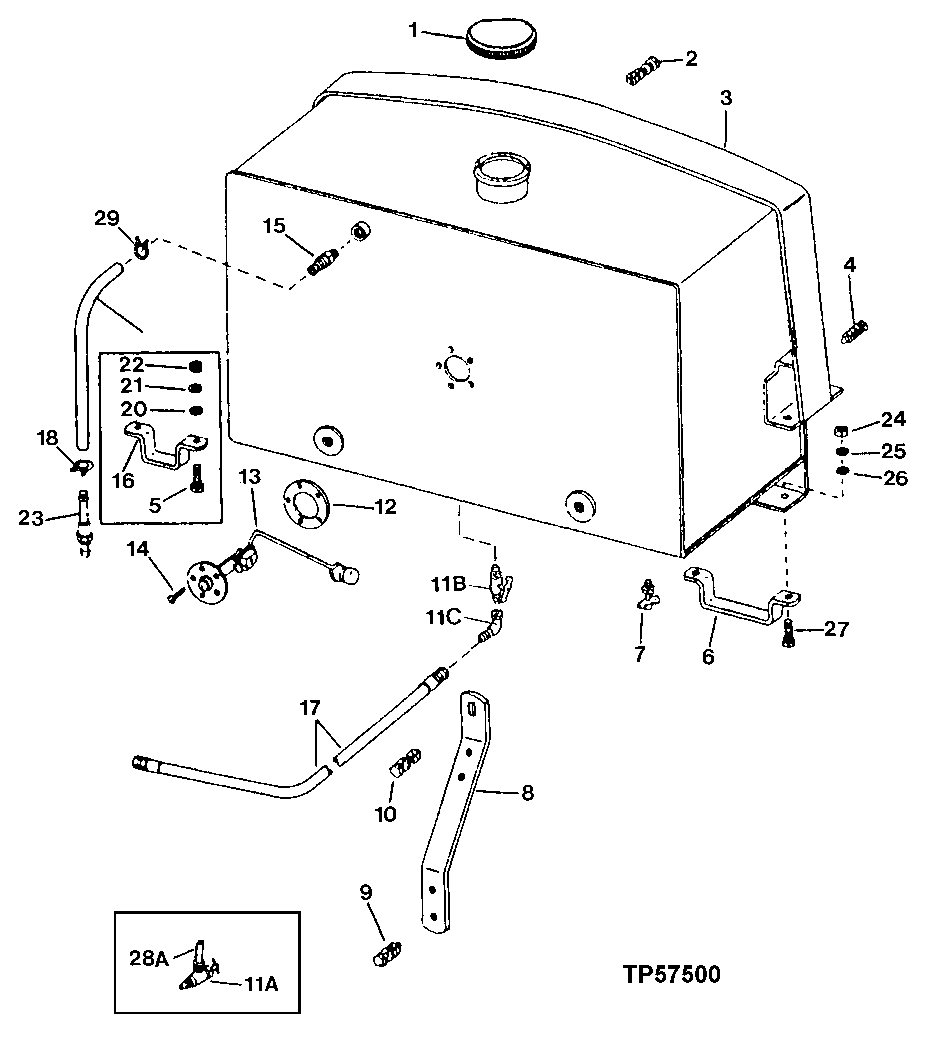 Схема запчастей John Deere 90 - 2A - FUEL TANK 30 - FUEL SYSTEM