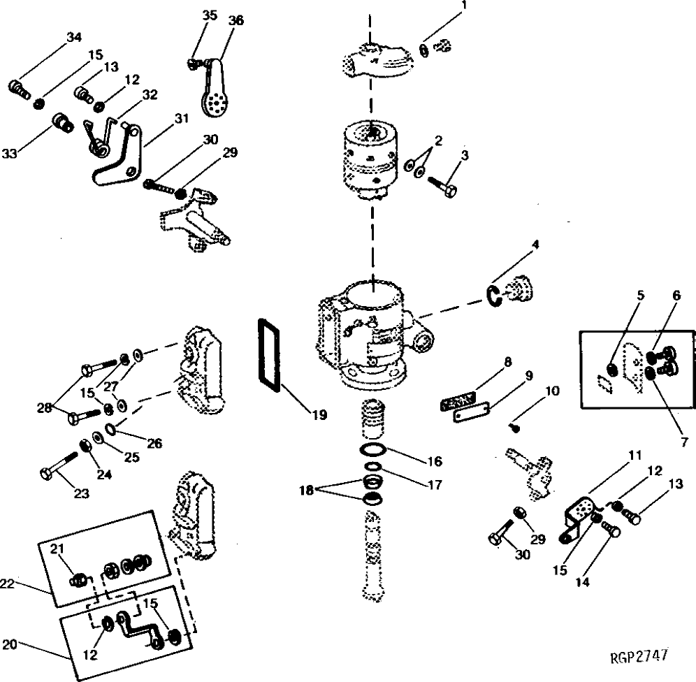 Схема запчастей John Deere 90 - 8 - FUEL INJECTION PUMP FITTINGS AND LINKAGE 35 - FUEL INJECTION PUMP