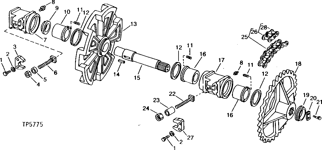 Схема запчастей John Deere 90 - 2 - DRIVING TUMBLER 45 - TRACK AND PLANETARY DRIVE