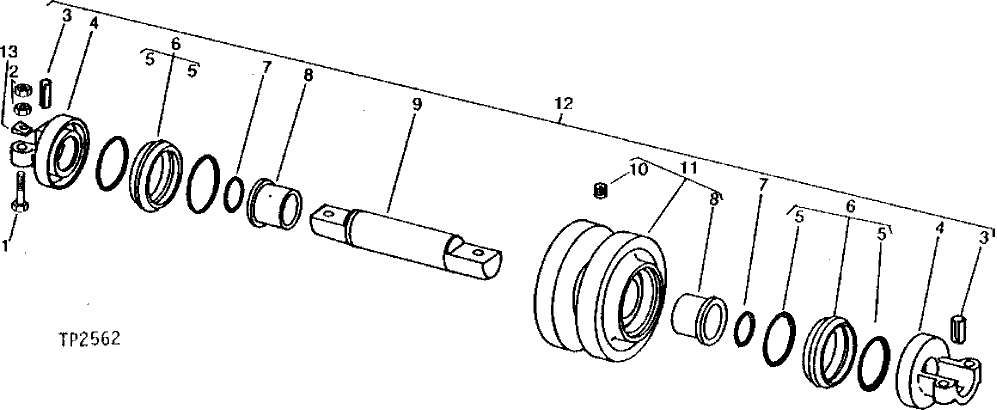 Схема запчастей John Deere 90 - 6 - REPLACEMENT LOWER ROLLER 45 - TRACK AND PLANETARY DRIVE