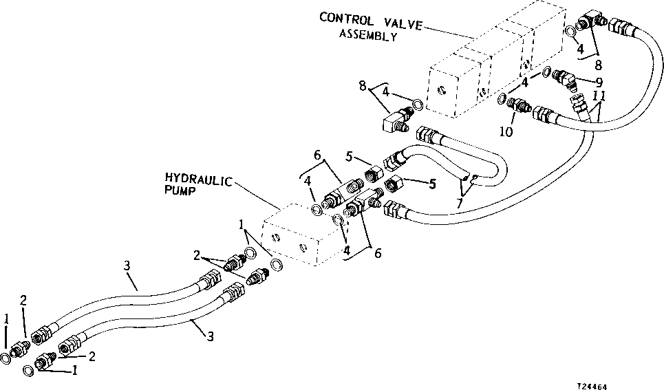 Схема запчастей John Deere 90 - 3 - HYDRAULIC PUMP OIL LINES 60 - HYDRAULIC SYSTEM