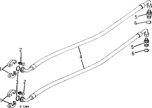 Схема запчастей John Deere 90 - 5 - OIL LINES-VALVE TO RESERVOIR 60 - HYDRAULIC SYSTEM