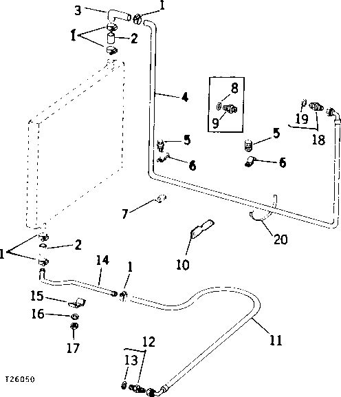 Схема запчастей John Deere 90 - 7 - OIL COOLER OIL LINES 60 - HYDRAULIC SYSTEM