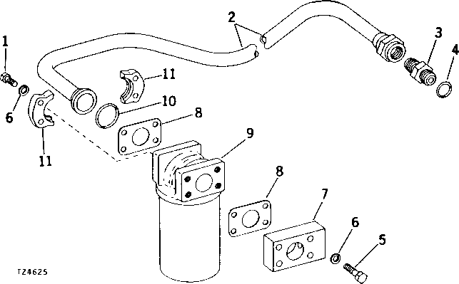 Схема запчастей John Deere 90 - 8 - OIL COOLER FILTER AND MANIFOLD BLOCK 60 - HYDRAULIC SYSTEM