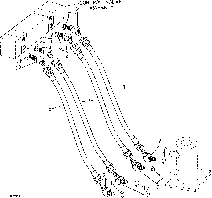 Схема запчастей John Deere 90 - 10 - CONTROL VALVE TO ROTARY MANIFOLD OIL LINES 60 - HYDRAULIC SYSTEM