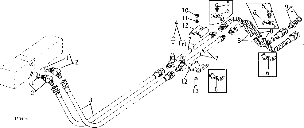 Схема запчастей John Deere 90 - 14 - OIL LINES, VALVE TO CROWD CYLINDER 60 - HYDRAULIC SYSTEM