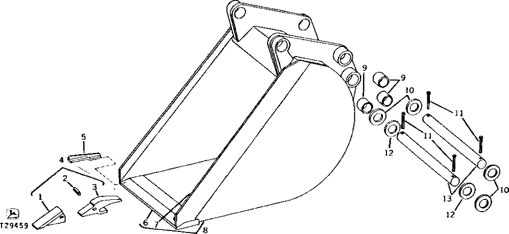 Схема запчастей John Deere 90 - 19 - BUCKETS 65 - BOOM, DIPPERSTICK, BUCKETS AND CYLINDERS