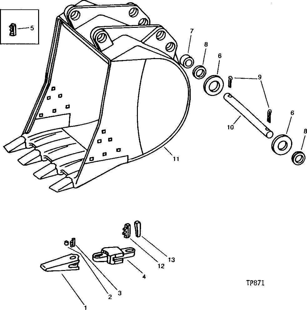 Схема запчастей John Deere 90 - 22 - HEAVY-DUTY BUCKET 65 - BOOM, DIPPERSTICK, BUCKETS AND CYLINDERS