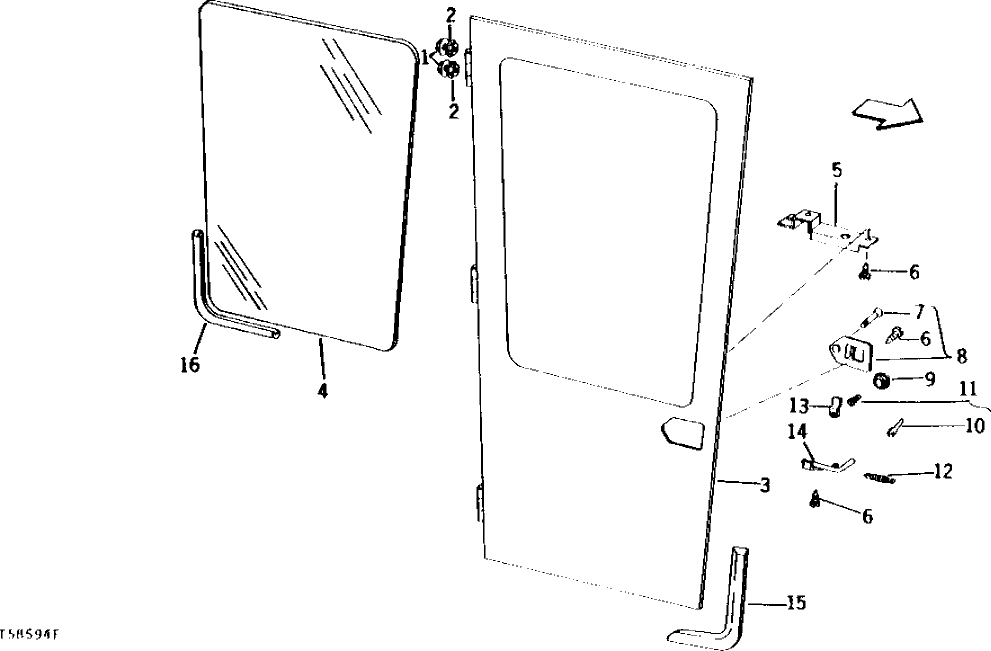 Схема запчастей John Deere 90 - 9 - CAB DOOR ASSEMBLY 75 - CAB