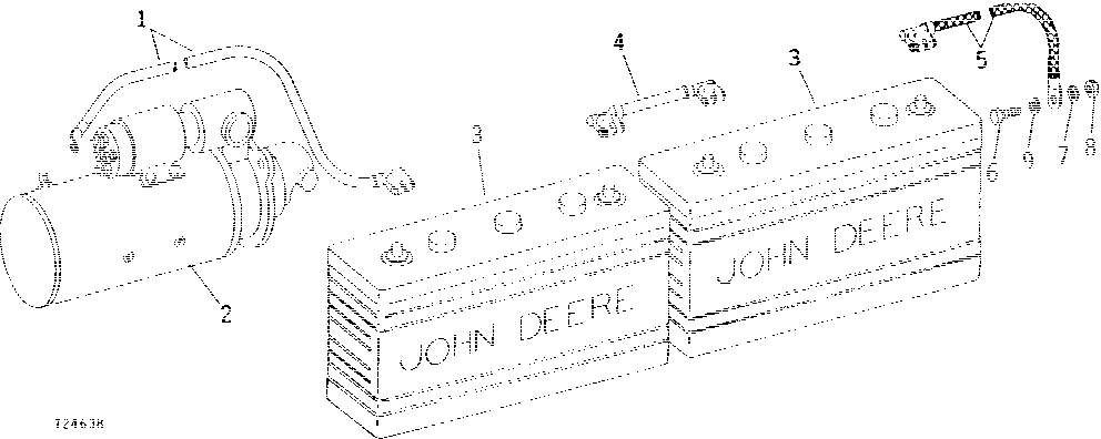 Схема запчастей John Deere 90 - 1 - STARTING MOTOR AND BATTERIES 85 - ALTERNATOR, STARTING MOTOR, REGULATOR AND BATTERIES