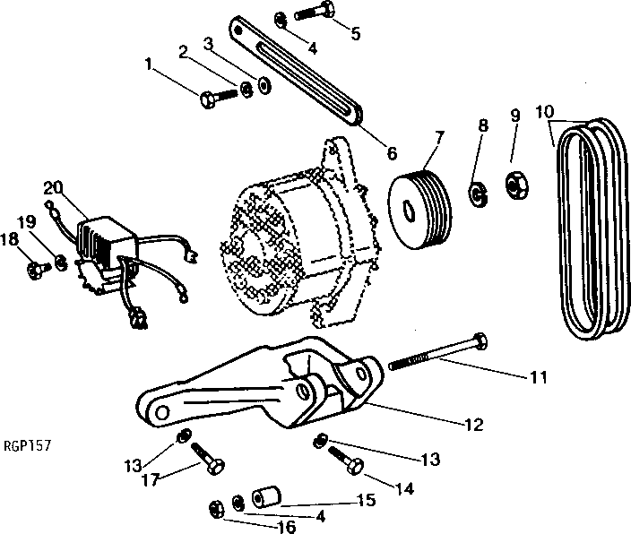 Схема запчастей John Deere 90 - 4 - ALTERNATOR MOUNTING BRACKET 85 - ALTERNATOR, STARTING MOTOR, REGULATOR AND BATTERIES