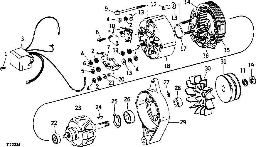 Схема запчастей John Deere 90 - 5 - ALTERNATOR AND REGULATOR 85 - ALTERNATOR, STARTING MOTOR, REGULATOR AND BATTERIES