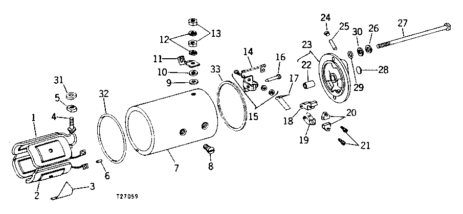 Схема запчастей John Deere 90 - 10 - STARTER MAIN FRAME, COIL, AND COMMUTATOR END FRAME 85 - ALTERNATOR, STARTING MOTOR, REGULATOR AND BATTERIES