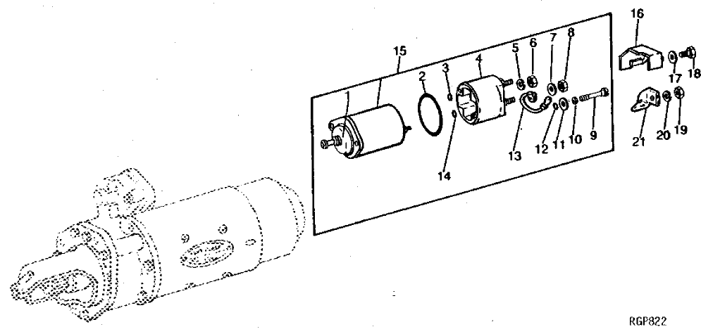 Схема запчастей John Deere 90 - 14 - STARTER SOLENOID SWITCH 85 - ALTERNATOR, STARTING MOTOR, REGULATOR AND BATTERIES