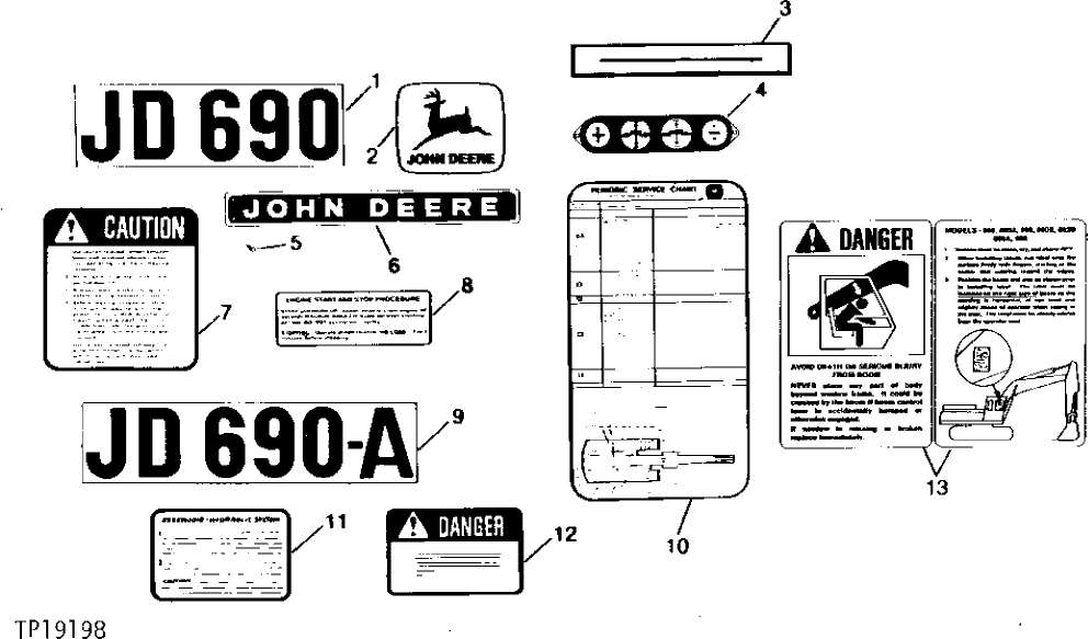 Схема запчастей John Deere 90 - 1 - LABELS AND NAME PLATES 90 - LABELS AND GASKET KITS