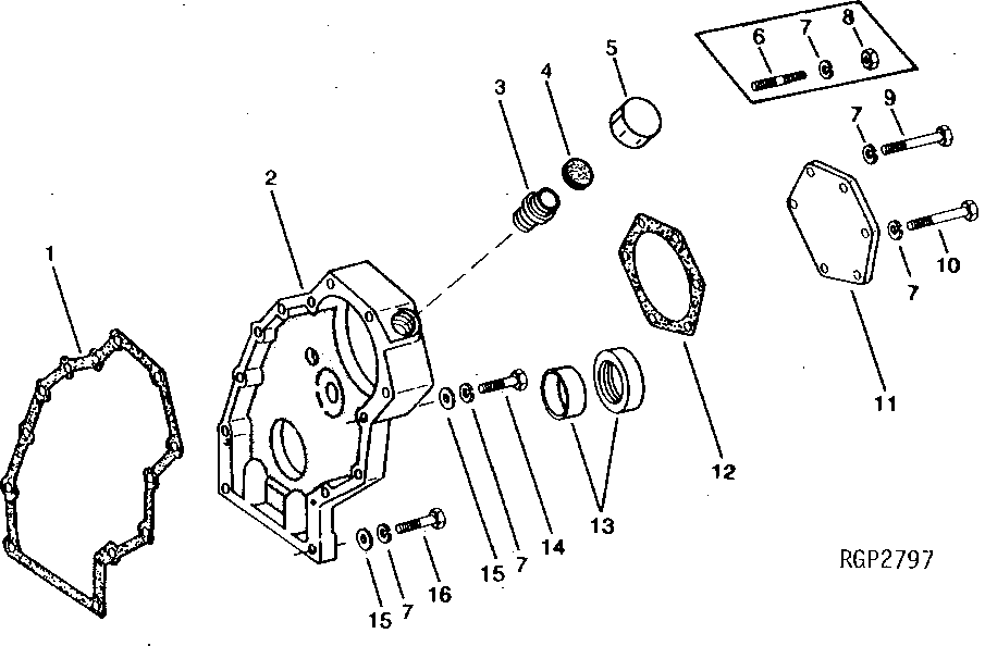 Схема запчастей John Deere 90B - 18 - TIMING GEAR COVER 10 - ENGINE