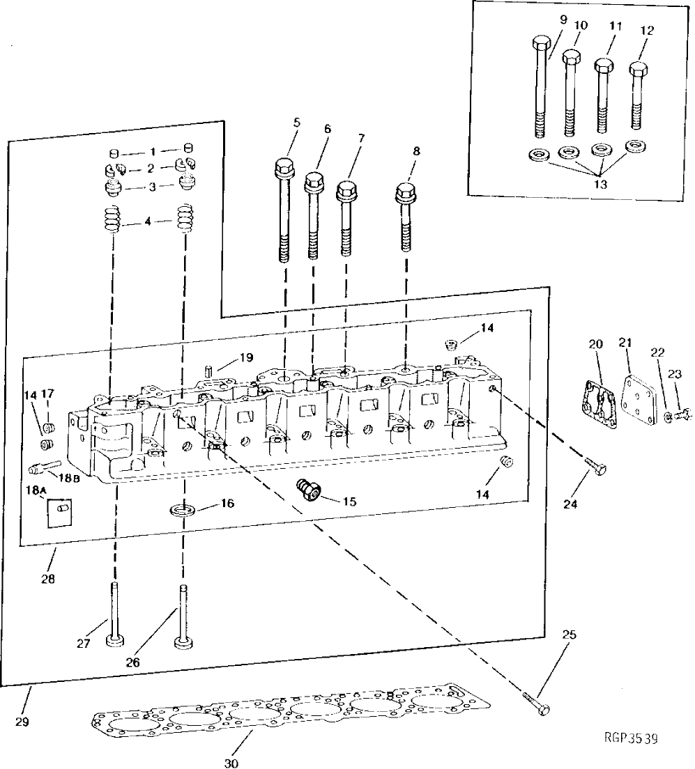 Схема запчастей John Deere 90B - 20 - CYLINDER HEAD AND VALVES 10 - ENGINE