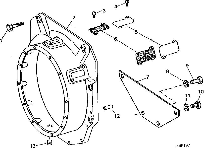 Схема запчастей John Deere 90B - 35 - FLYWHEEL HOUSING 10 - ENGINE