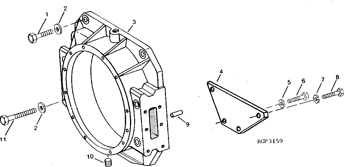 Схема запчастей John Deere 90B - 36 - REPLACEMENT FLYWHEEL HOUSING 10 - ENGINE