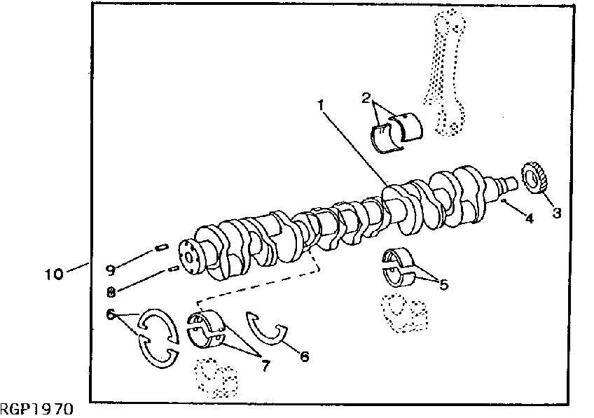 Схема запчастей John Deere 90B - 45 - UNDERSIZE CONNECTING ROD JOURNAL CRANKSHAFT AND BEARING KIT 10 - ENGINE
