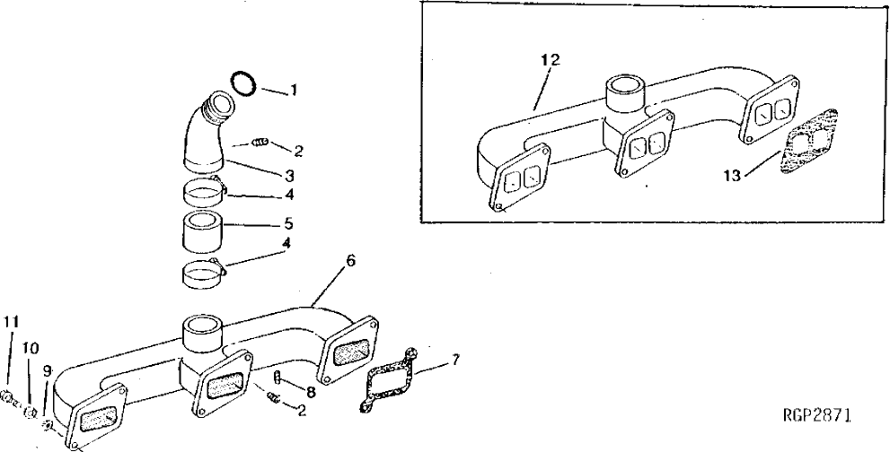 Схема запчастей John Deere 90B - 11 - INTAKE MANIFOLD 15 - INTAKE AND EXHAUST SYSTEM