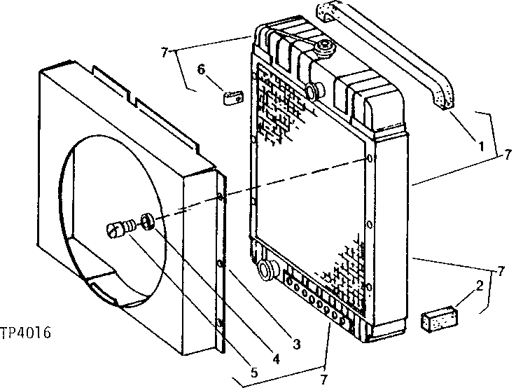 Схема запчастей John Deere 90B - 1 - RADIATOR AND FAN SHROUD 25 - COOLING SYSTEM