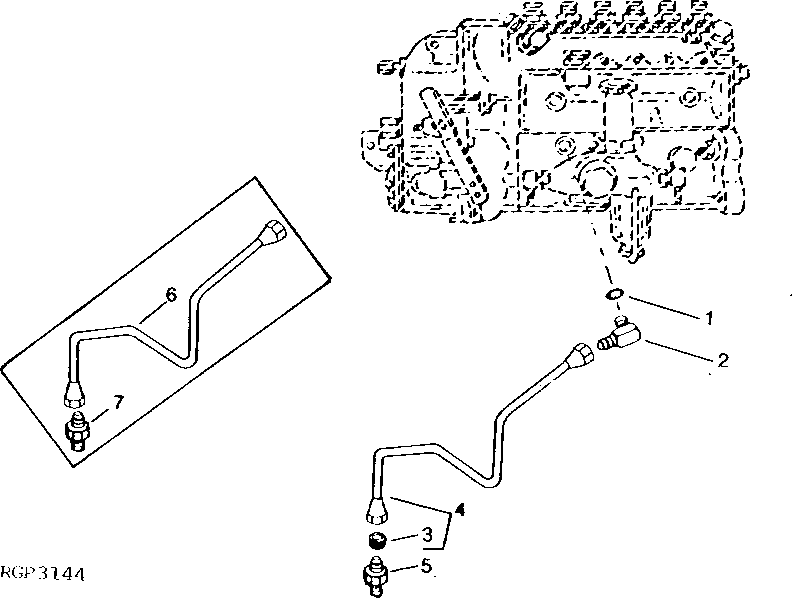 Схема запчастей John Deere 90B - 13 - REPLACEMENT FUEL INJECTION PUMP LUBE LINES 30 - FUEL SYSTEM