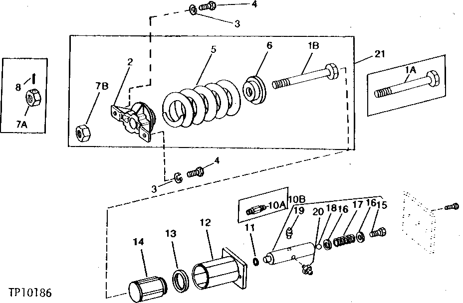 Схема запчастей John Deere 90B - 28 - ADJUSTING CYLINDER AND IDLER SPRING ASSEMBLY 45 - TRACK AND PLANETARY DRIVE