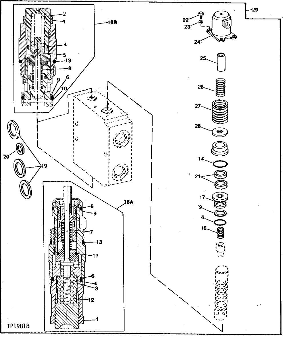 Схема запчастей John Deere 90B - 48 - REPLACEMENT BOOM VALVE 50 - HYDRAULIC PUMP AND CONTROL VALVE