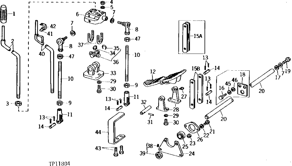 Схема запчастей John Deere 90B - 2 - OPERATING CONTROL LEVERS AND PEDALS 55 - OPERATING CONTROL LEVERS AND LINKAGE