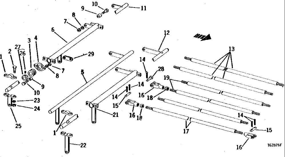 Схема запчастей John Deere 90B - 4 - CONTROL VALVE LINKAGE 55 - OPERATING CONTROL LEVERS AND LINKAGE