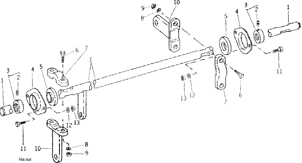 Схема запчастей John Deere 90B - 11 - BUCKET PIVOT ROD 55 - OPERATING CONTROL LEVERS AND LINKAGE