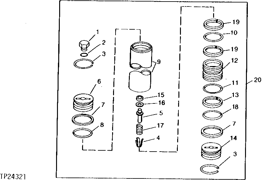 Схема запчастей John Deere 90B - 25A - REPLACEMENT HYDRAULIC OIL ACCUMULATOR 55 - OPERATING CONTROL LEVERS AND LINKAGE